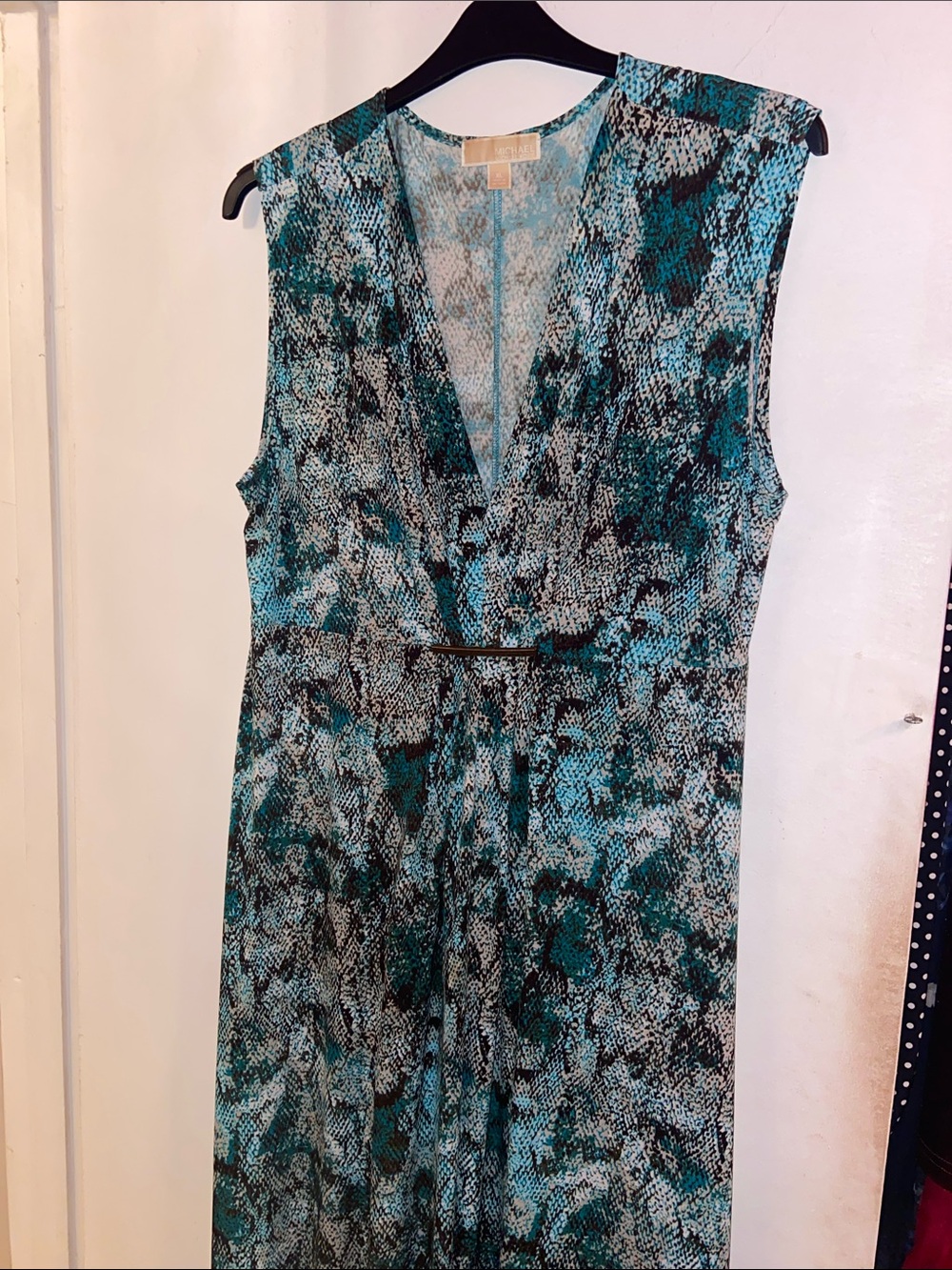 MICHAEL Michael Kors Teal and Black Snake-Print Maxi Dress